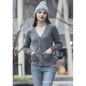 Ladies′ Cardigan Cashmere Sweater (1500002071)